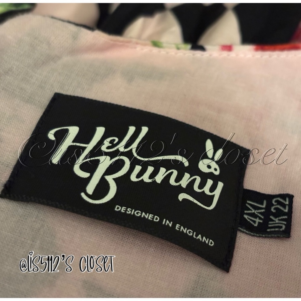 Hell Bunny Pink & Black Harlequin Rose 1950’s Pinup Swing Dress 4X UK22 fits 3X - Picture 9 of 15